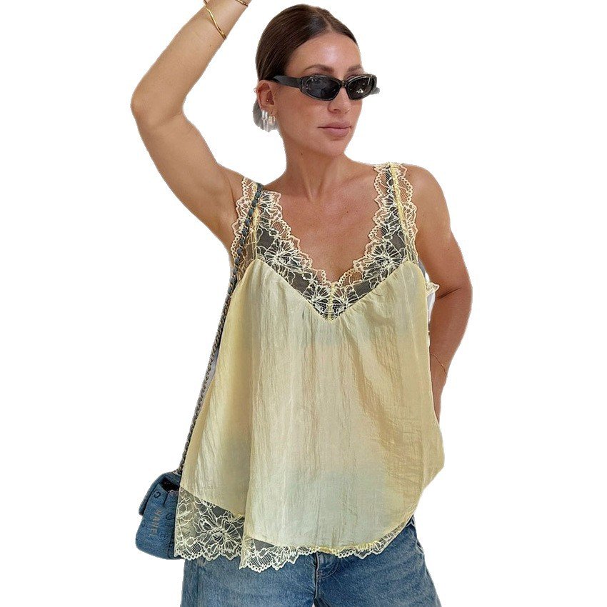 high end lace vest women's design tencel top is stylish and fashionable high end lace vest women's design tencel top is stylish and fashionable