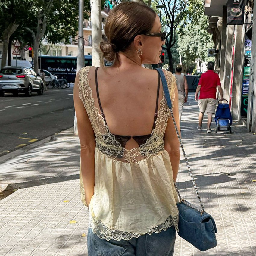 high end lace vest women's design tencel top is stylish and fashionable high end lace vest women's design tencel top is stylish and fashionable