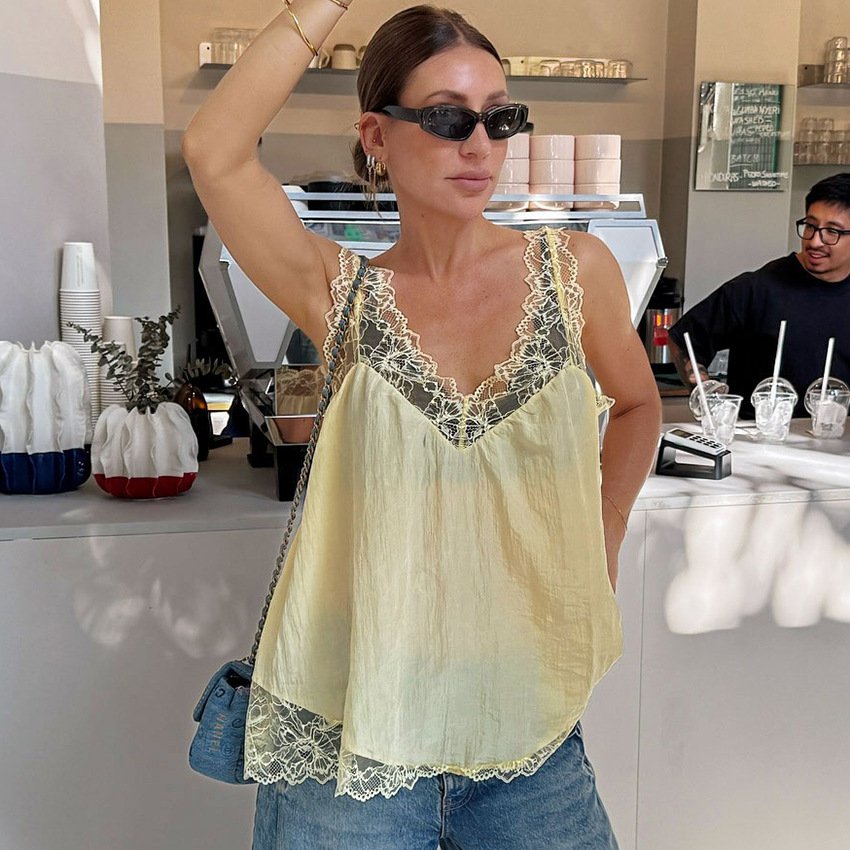 high end lace vest women's design tencel top is stylish and fashionable high end lace vest women's design tencel top is stylish and fashionable