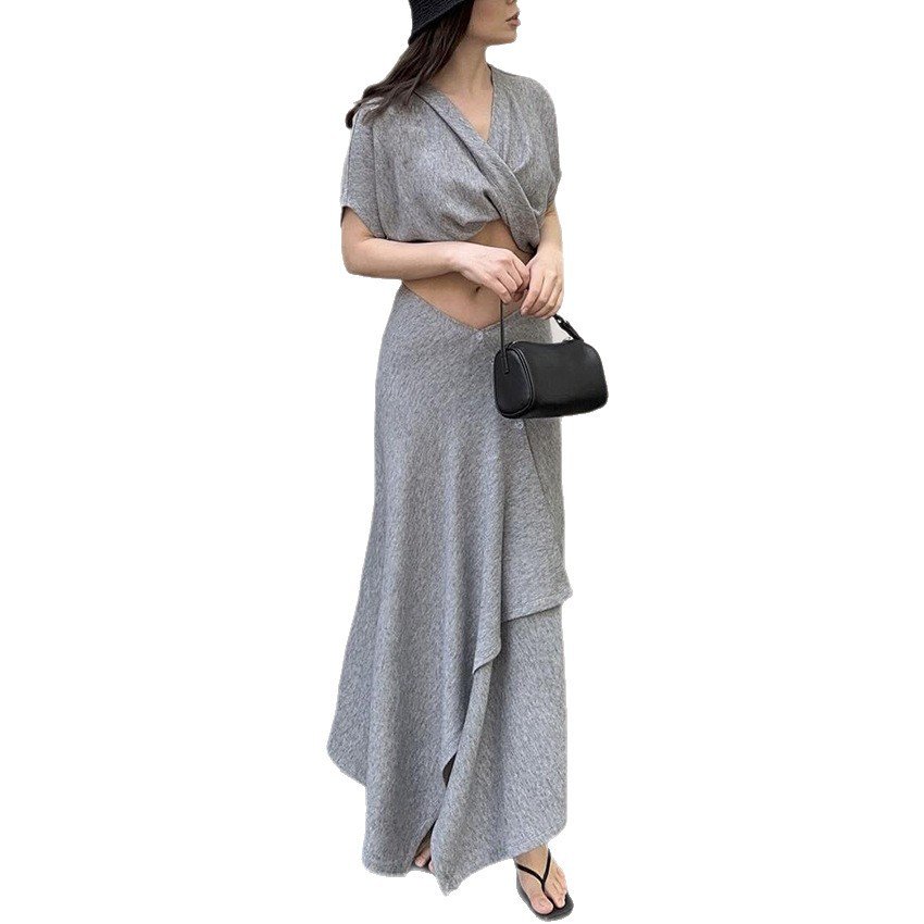 autumn collared short sleeved top, slim skirt suit, design, temperament, casual commuting autumn collared short sleeved top, slim skirt suit, design, temperament, casual commuting