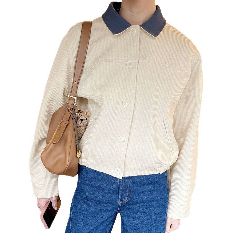 corduroy short coat, contrasting color jacket top, stylish and stylish commuting corduroy short coat, contrasting color jacket top, stylish and stylish commuting