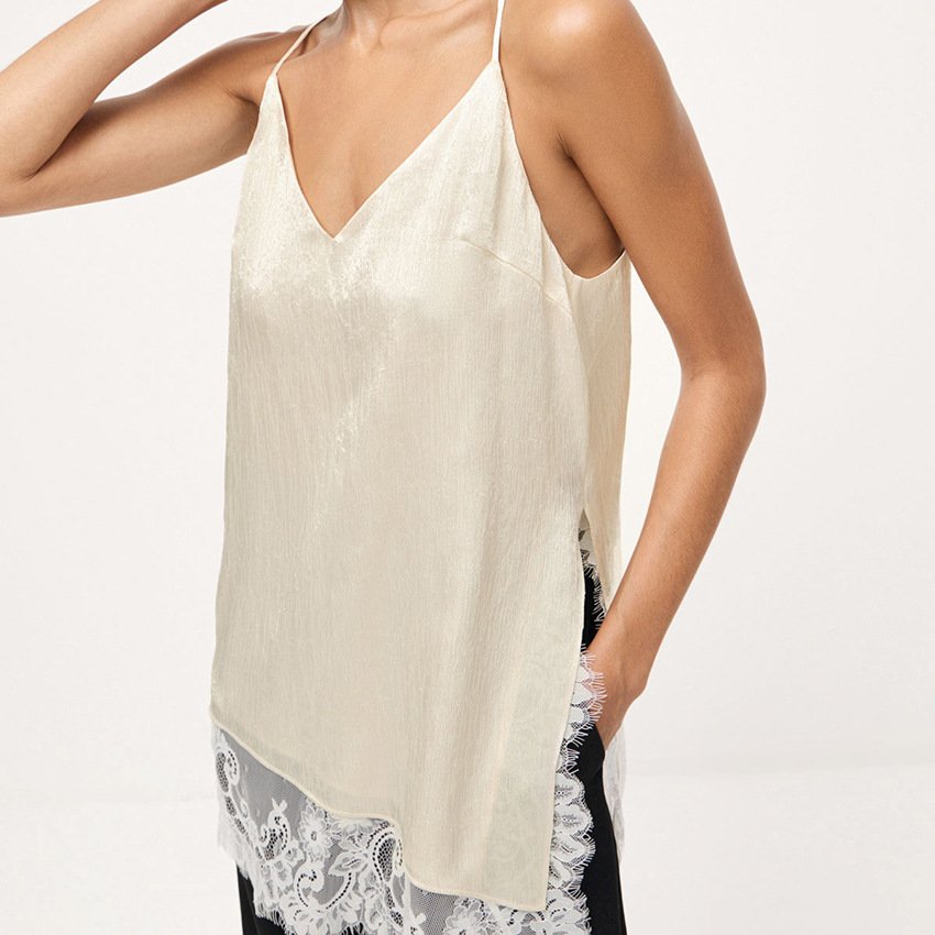 collar lace splicing camisole women's stylish and stylish inner top collar lace splicing camisole women's stylish and stylish inner top