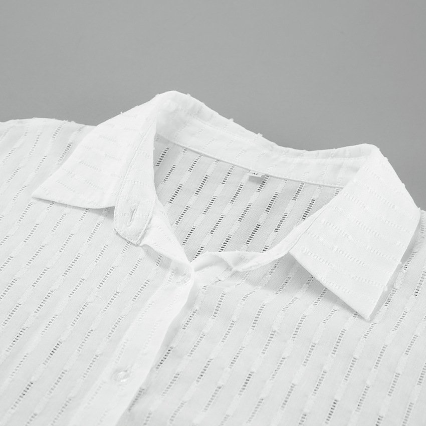 temperament hollow jacquard long sleeved shirt with bell sleeve lace up casual shirt design temperament hollow jacquard long sleeved shirt with bell sleeve lace up casual shirt design