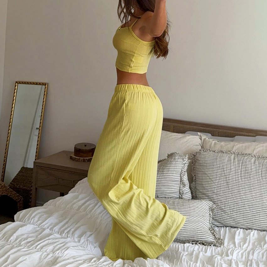 camisole, loose wide leg pants two piece set for women, design, temperament, casual commuting camisole, loose wide leg pants two piece set for women, design, temperament, casual commuting