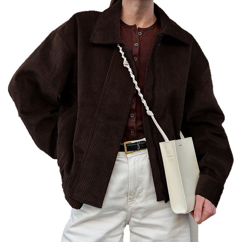 hong kong style retro brown loose jacket women's design stylish temperament jacket commuting hong kong style retro brown loose jacket women's design stylish temperament jacket commuting