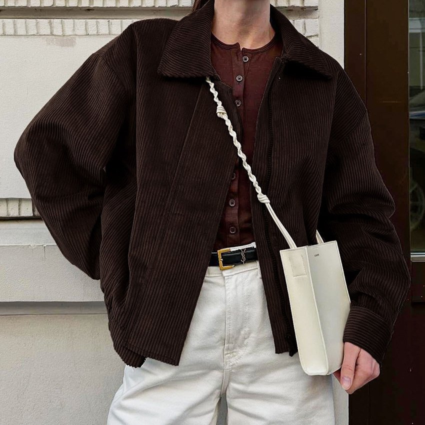 hong kong style retro brown loose jacket women's design stylish temperament jacket commuting hong kong style retro brown loose jacket women's design stylish temperament jacket commuting