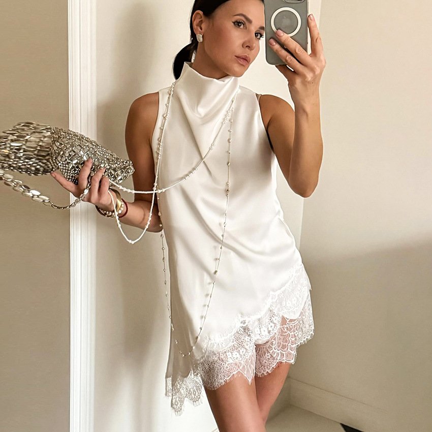 fashionable design and sexy lace halter top skirt suit fashionable design and sexy lace halter top skirt suit