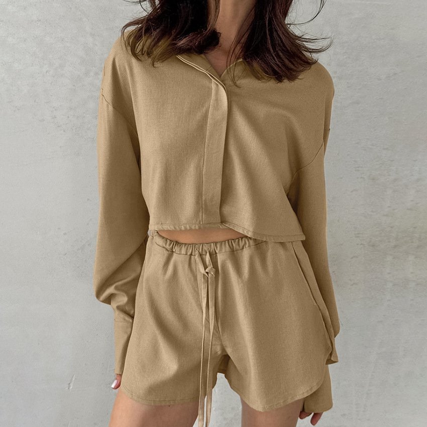 personalized cotton and linen fashion high end slit casual suit long sleeved cardigan lace up women's clothing personalized cotton and linen fashion high end slit casual suit long sleeved cardigan lace up women's clothing