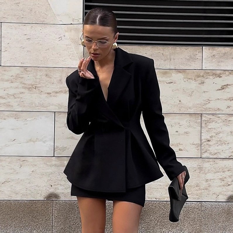 pure lust style waist cinching suit top and short skirt suit for women, high end, temperament and fashionable two piece set pure lust style waist cinching suit top and short skirt suit for women, high end, temperament and fashionable two piece set