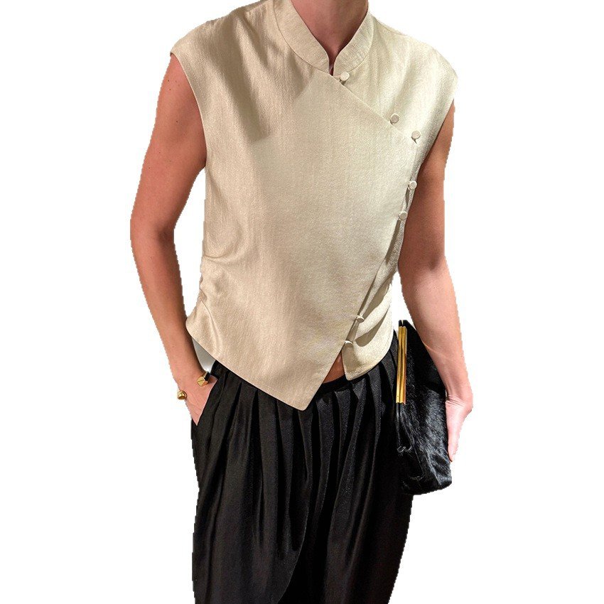 fashionable and casual sleeveless top women's style commuting versatile solid color vest fashionable and casual sleeveless top women's style commuting versatile solid color vest