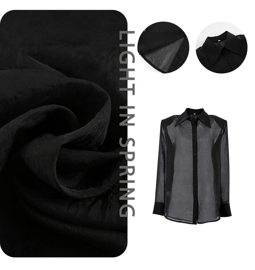 temperament sexy mesh see through long sleeved women's shirt high end loose top for women temperament sexy mesh see through long sleeved women's shirt high end loose top for women