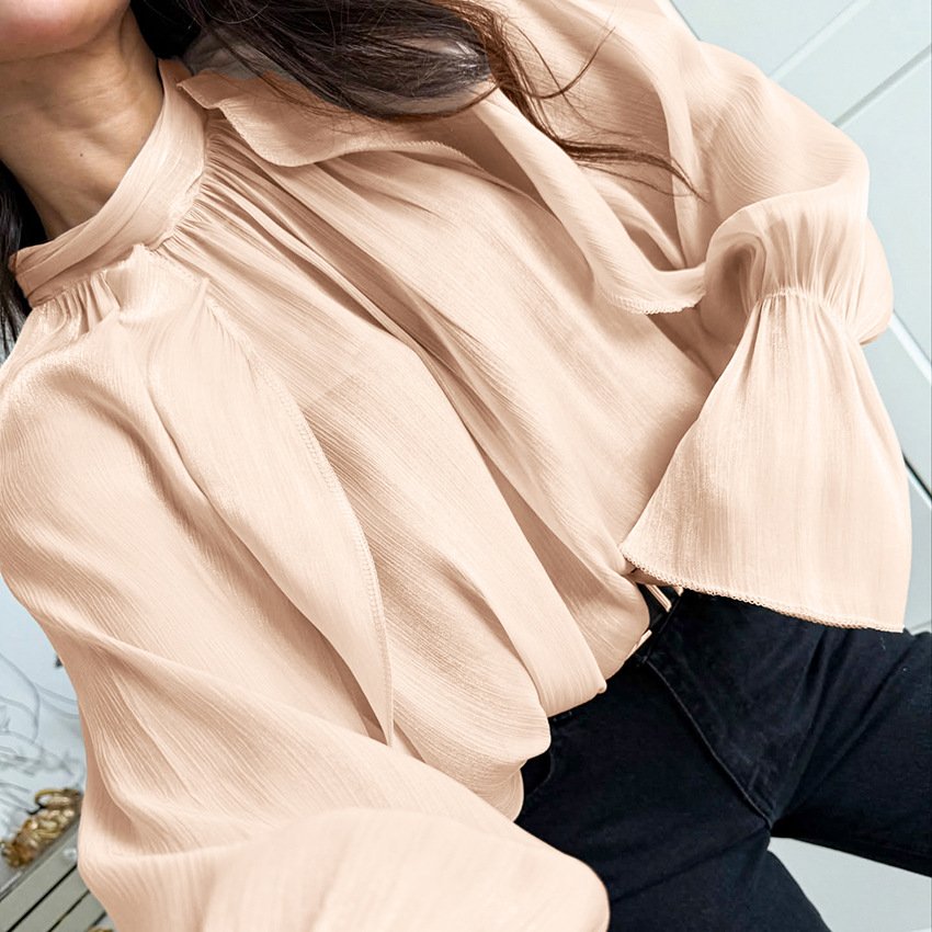design sense, fashionable temperament, versatile commuting shirt, stand collar slim top for women design sense, fashionable temperament, versatile commuting shirt, stand collar slim top for women