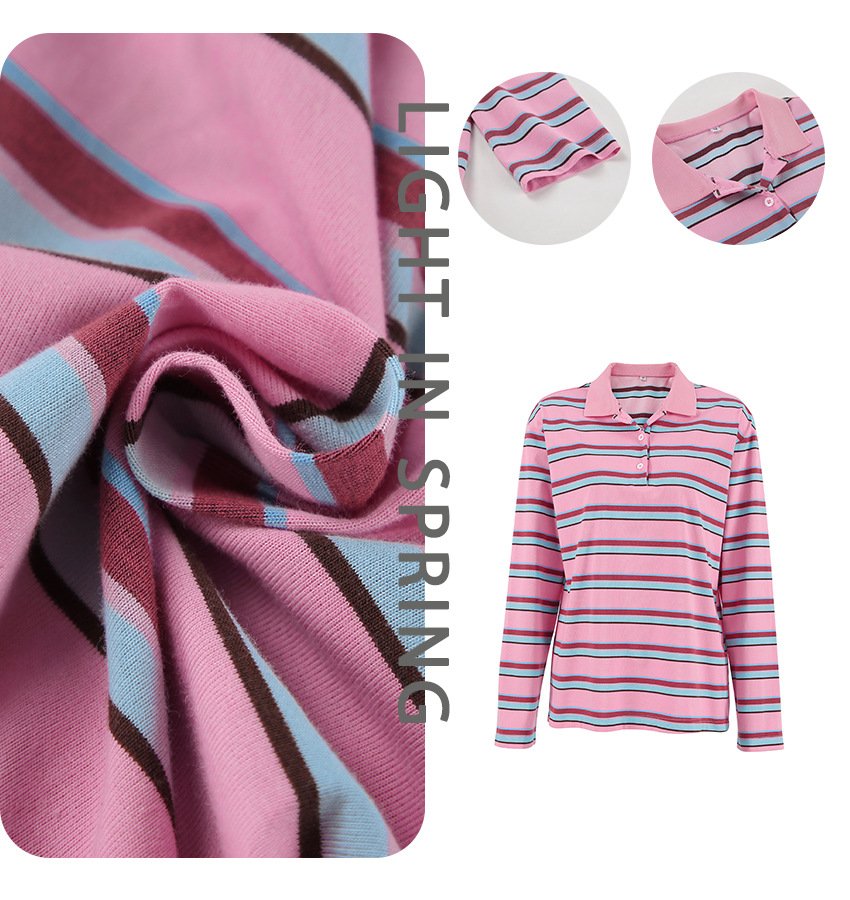 knitted style fashionable pink striped women's shirt niche shirt commuting knitted style fashionable pink striped women's shirt niche shirt commuting