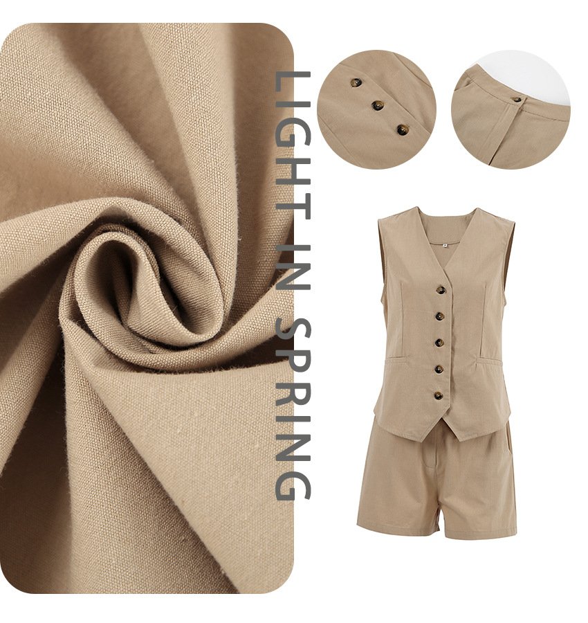 temperament commuter vest, suit, vest, two piece set, khaki shorts, women's clothing temperament commuter vest, suit, vest, two piece set, khaki shorts, women's clothing