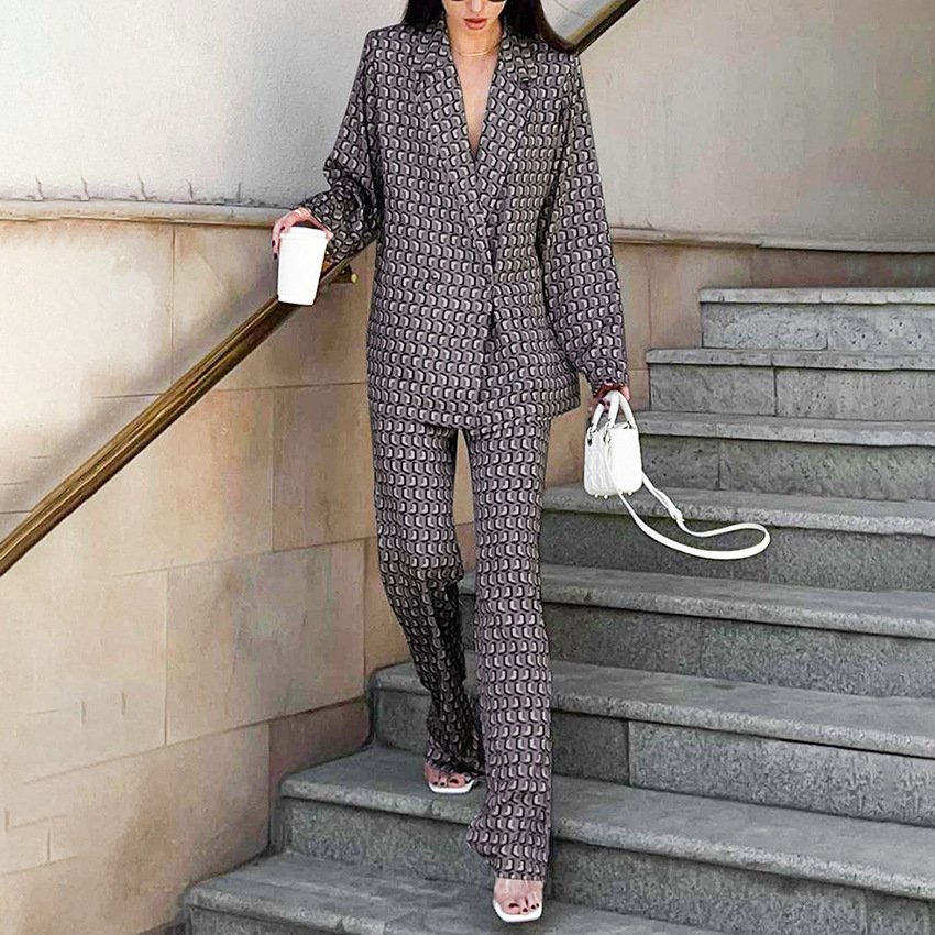 printed suit, jacket, trousers, women's casual wear, commuting niche printed suit, jacket, trousers, women's casual wear, commuting niche