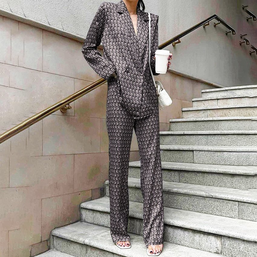 printed suit, jacket, trousers, women's casual wear, commuting niche printed suit, jacket, trousers, women's casual wear, commuting niche