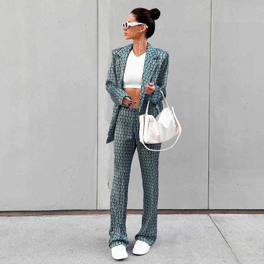 printed suit, jacket, trousers, women's casual wear, commuting niche printed suit, jacket, trousers, women's casual wear, commuting niche