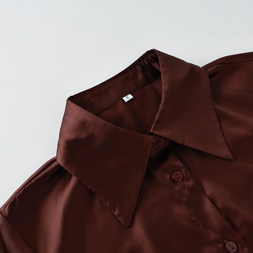 satin slim simple cardigan white shirt fashionable long sleeve top satin slim simple cardigan white shirt fashionable long sleeve top