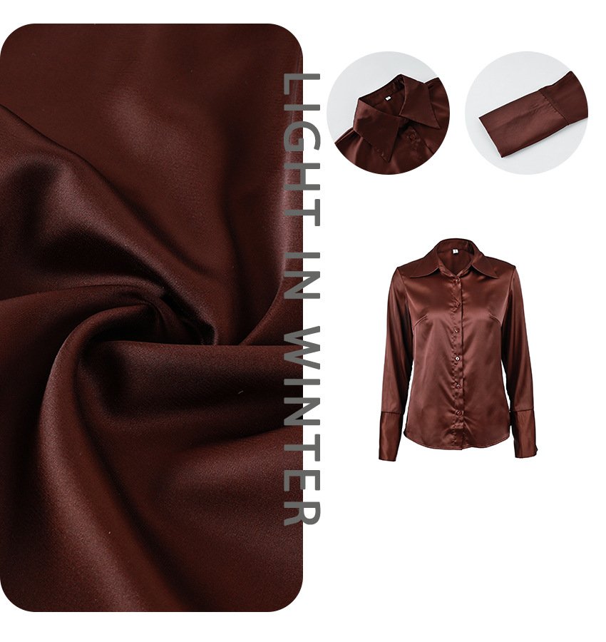 satin slim simple cardigan white shirt fashionable long sleeve top satin slim simple cardigan white shirt fashionable long sleeve top