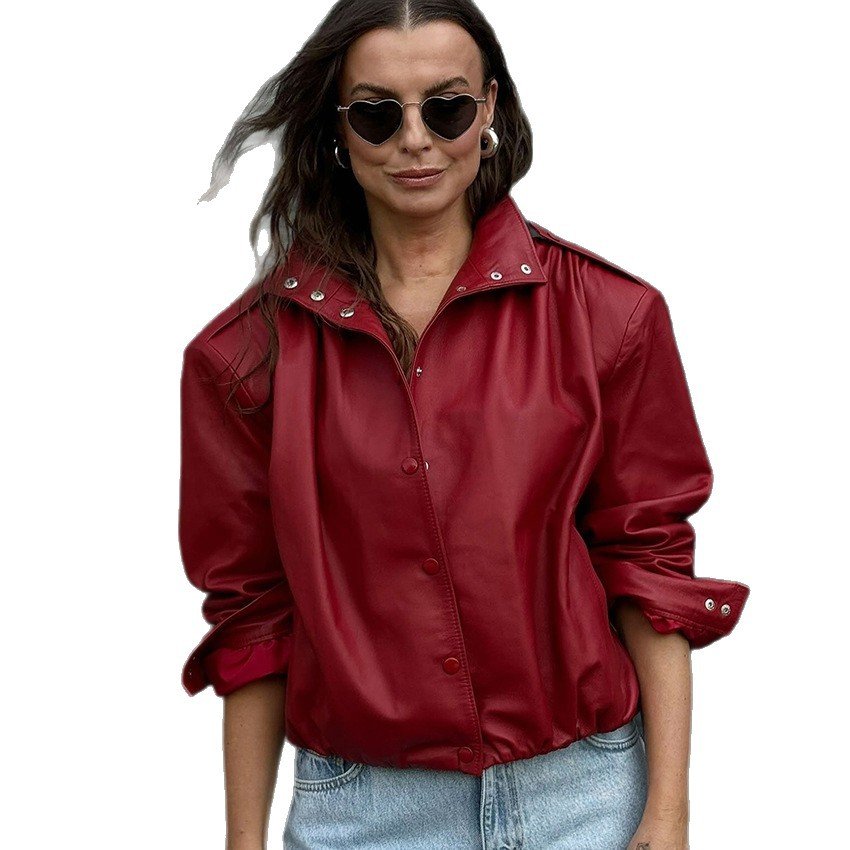 motorcycle style leather jacket for women, design, temperament, fashionable commuting motorcycle style leather jacket for women, design, temperament, fashionable commuting