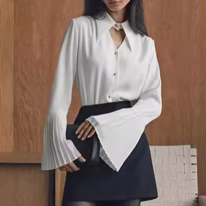 long sleeved shirt, slim fit, hollow design, casual commuting shirt for women long sleeved shirt, slim fit, hollow design, casual commuting shirt for women