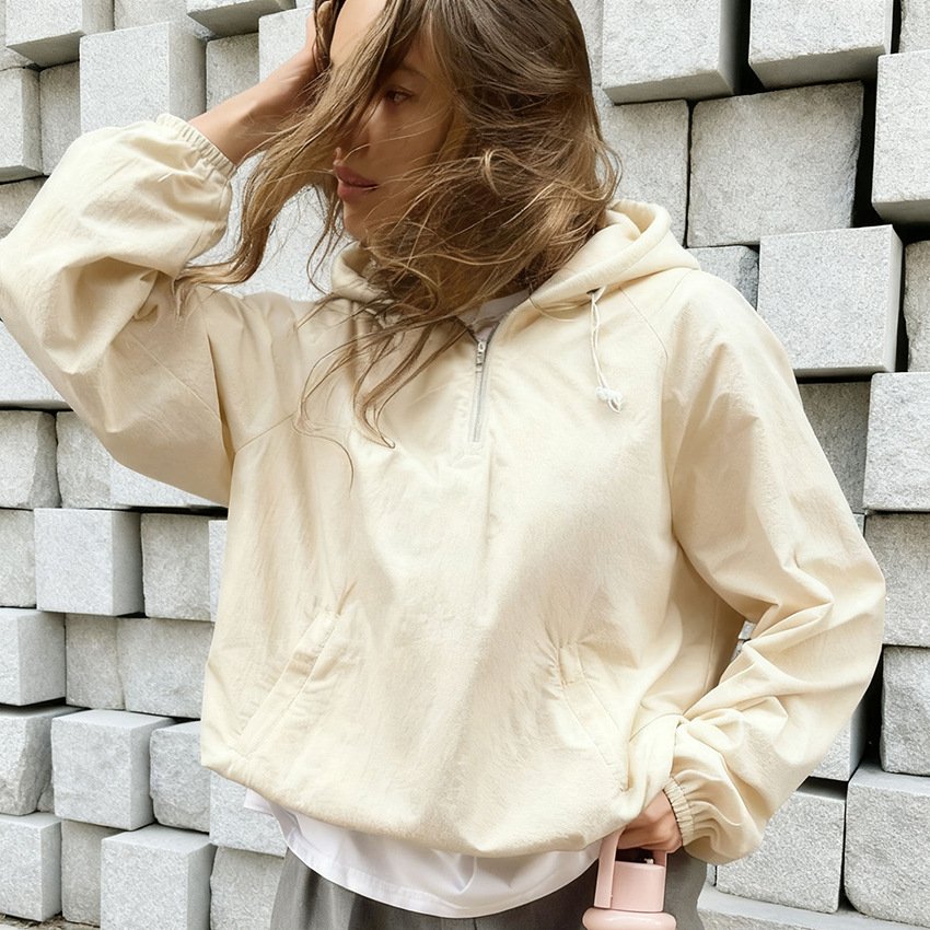 feng solid color hooded windbreaker jacket for women, thin jacket, design, temperament and fashion feng solid color hooded windbreaker jacket for women, thin jacket, design, temperament and fashion