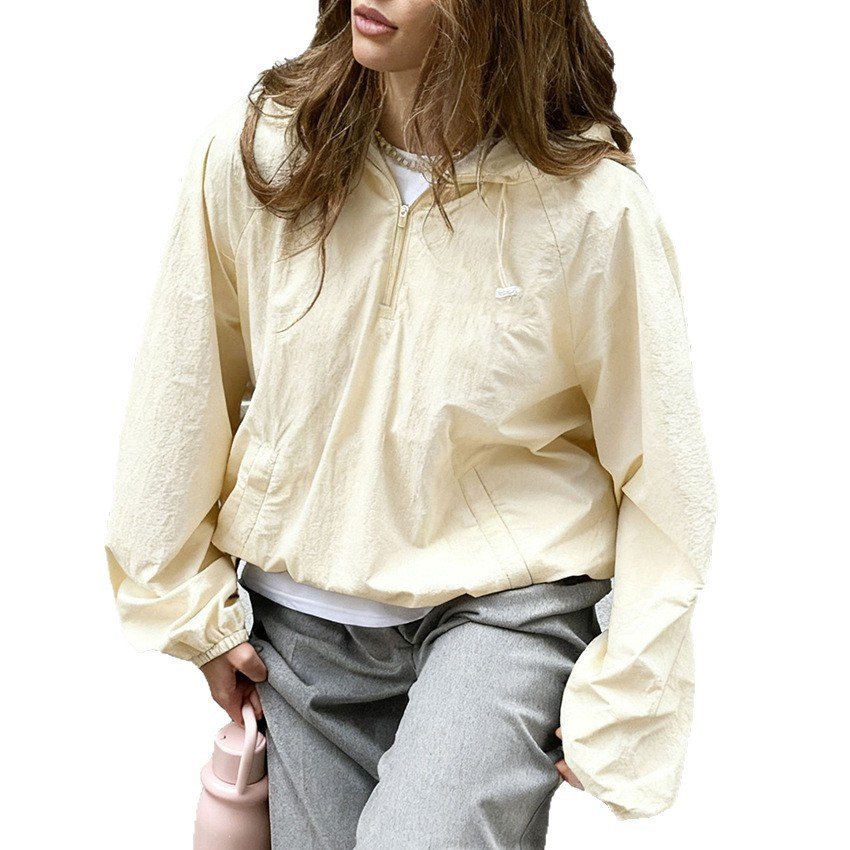 feng solid color hooded windbreaker jacket for women, thin jacket, design, temperament and fashion feng solid color hooded windbreaker jacket for women, thin jacket, design, temperament and fashion